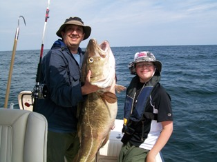 Bill & Jacob with Big Cod Fish